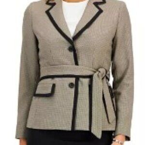 Women's Contrast-Trim Tie-Waist Pencil Skirt Suit